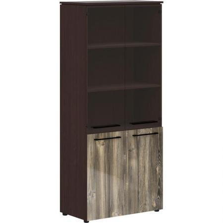 Шкаф для документов Morris MHC 85.2 со стеклом (дуб базель/венге магия/бронза, 854х423х1956 мм)